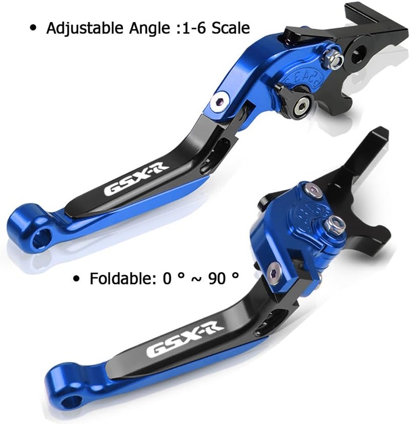 FREAXLL Motocycle Foldable Brake Clutch Levers Set, Fit with Suzuki GSXR1000 2009-2019 GSX-R600 2011-2019 GSXR750 2011-2019(Blue/Black) - Image 3